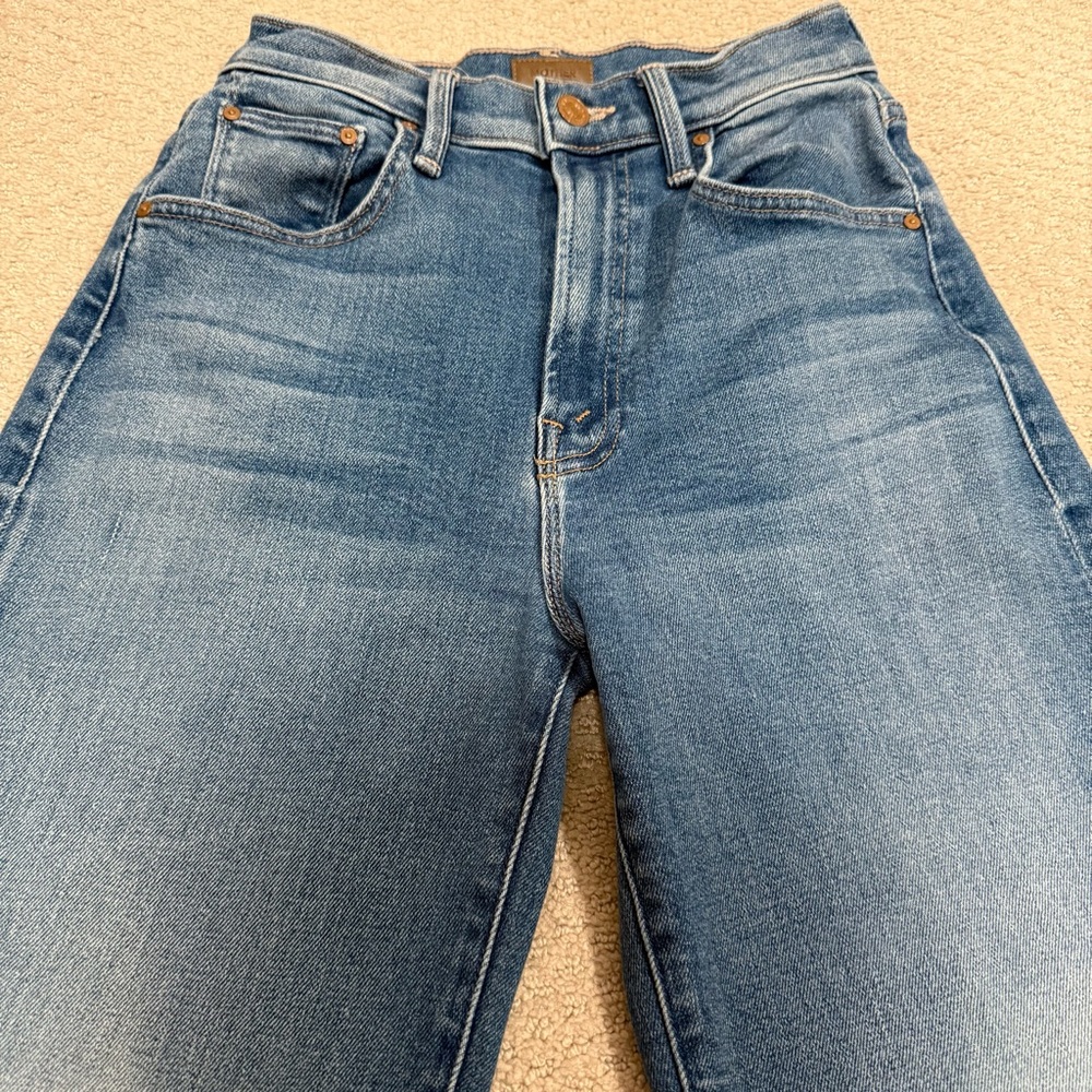 Mother The Rambler Zip Flood Jeans 24 Read Between the Lines Medium Wash - Picture 4 of 7